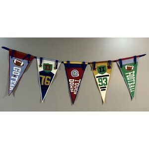 Vintage The Company Store Kids Football Flags Pennant Banner 85% Wool Sports